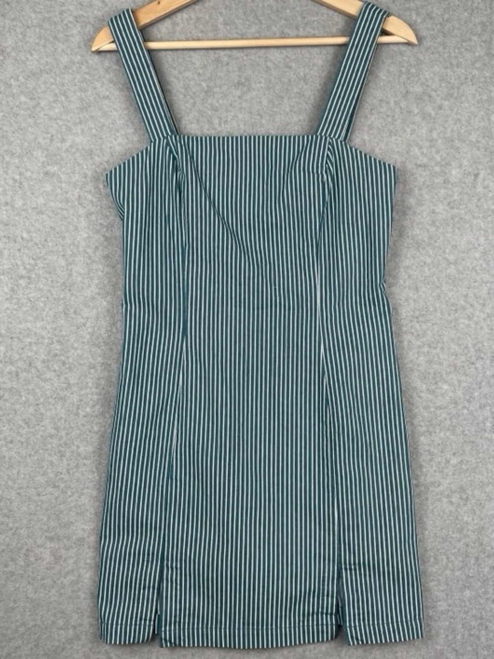 Striped Teal and White Square Neck Dress